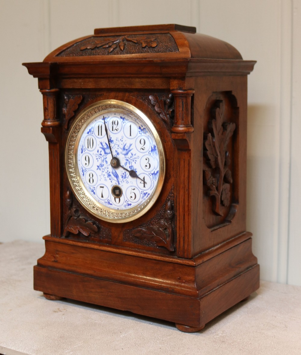Arts and Crafts Walnut Mantel Clock View IV
