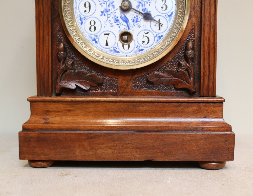 Arts and Crafts Walnut Mantel Clock View V