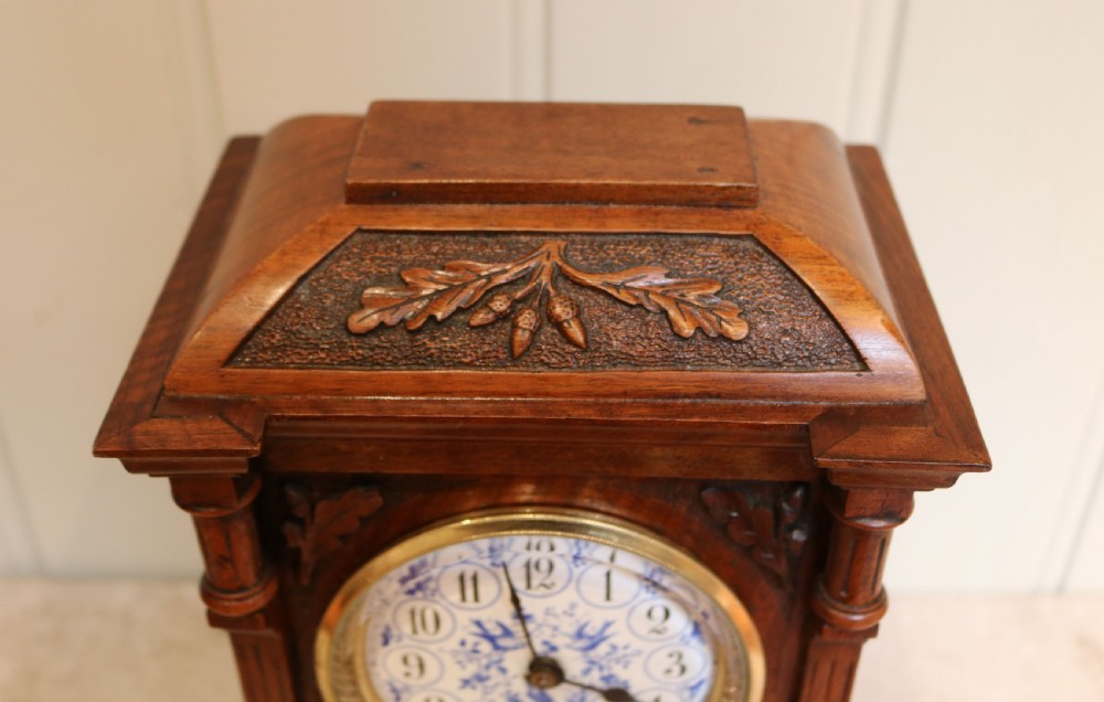 Arts and Crafts Walnut Mantel Clock View VII