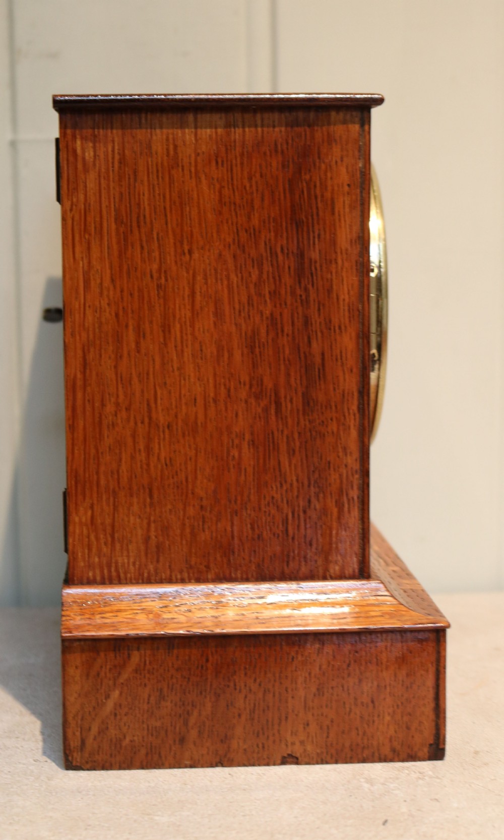 Golden Oak Mantel Clock View VI