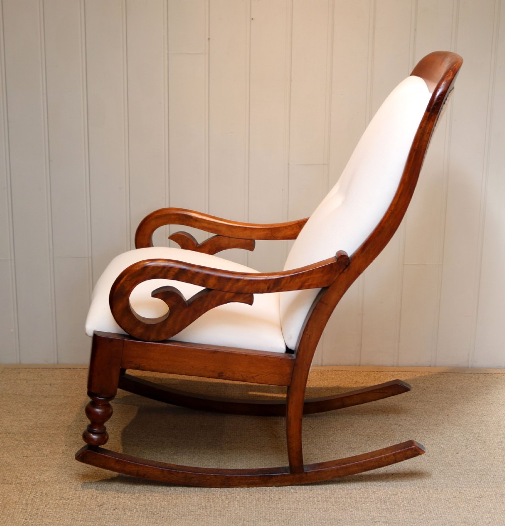 Victorian Mahogany Upholstered Rocking Chair