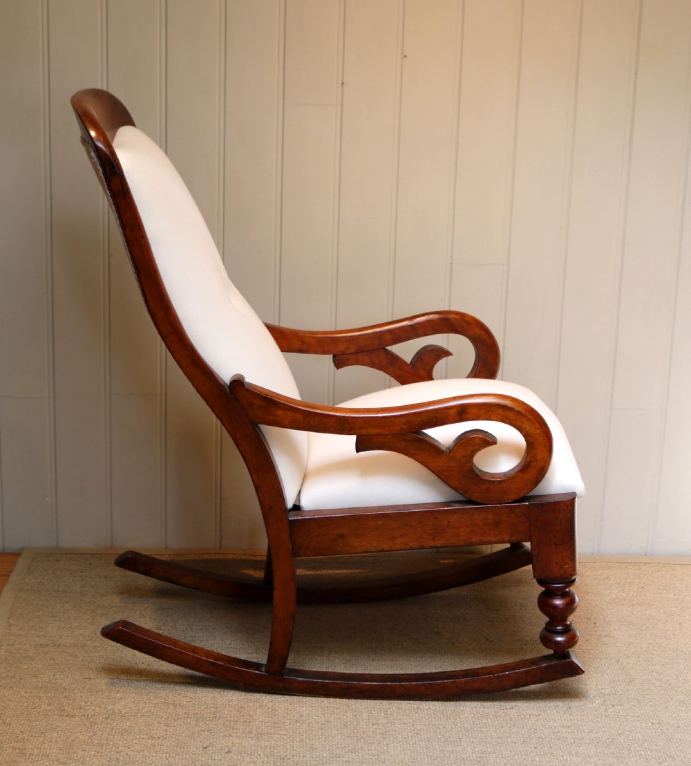 Victorian Mahogany Upholstered Rocking Chair View IV