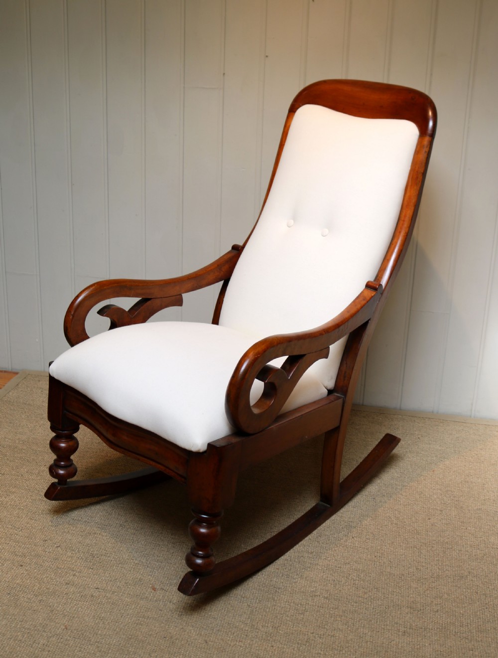 Victorian Mahogany Upholstered Rocking Chair View V