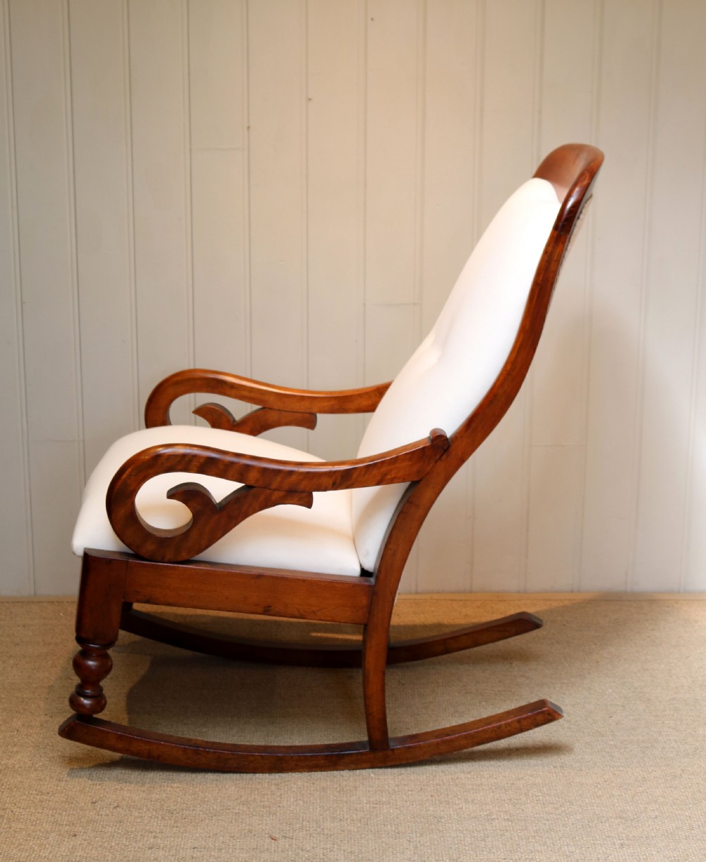 Victorian Mahogany Upholstered Rocking Chair View VI