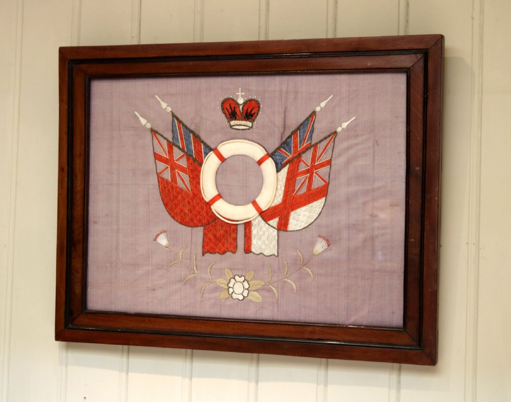 Victorian Framed Naval Embroidery View V