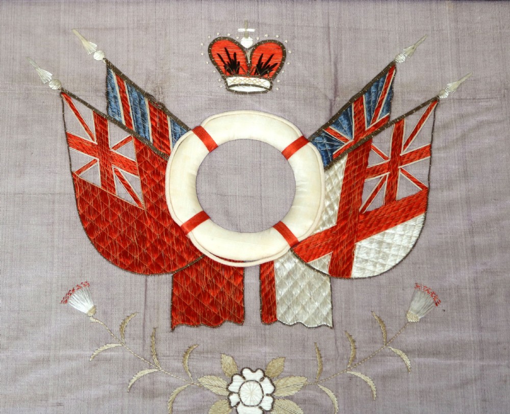 Victorian Framed Naval Embroidery View VII