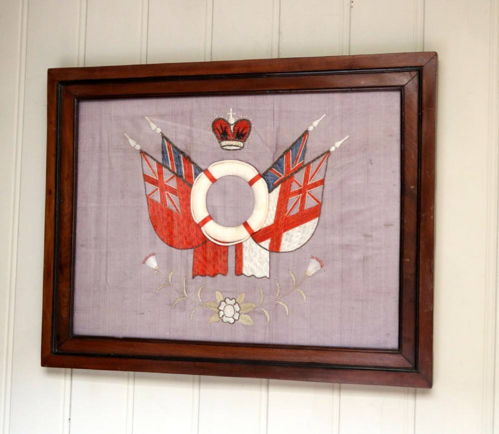 Victorian Framed Naval Embroidery View VIII
