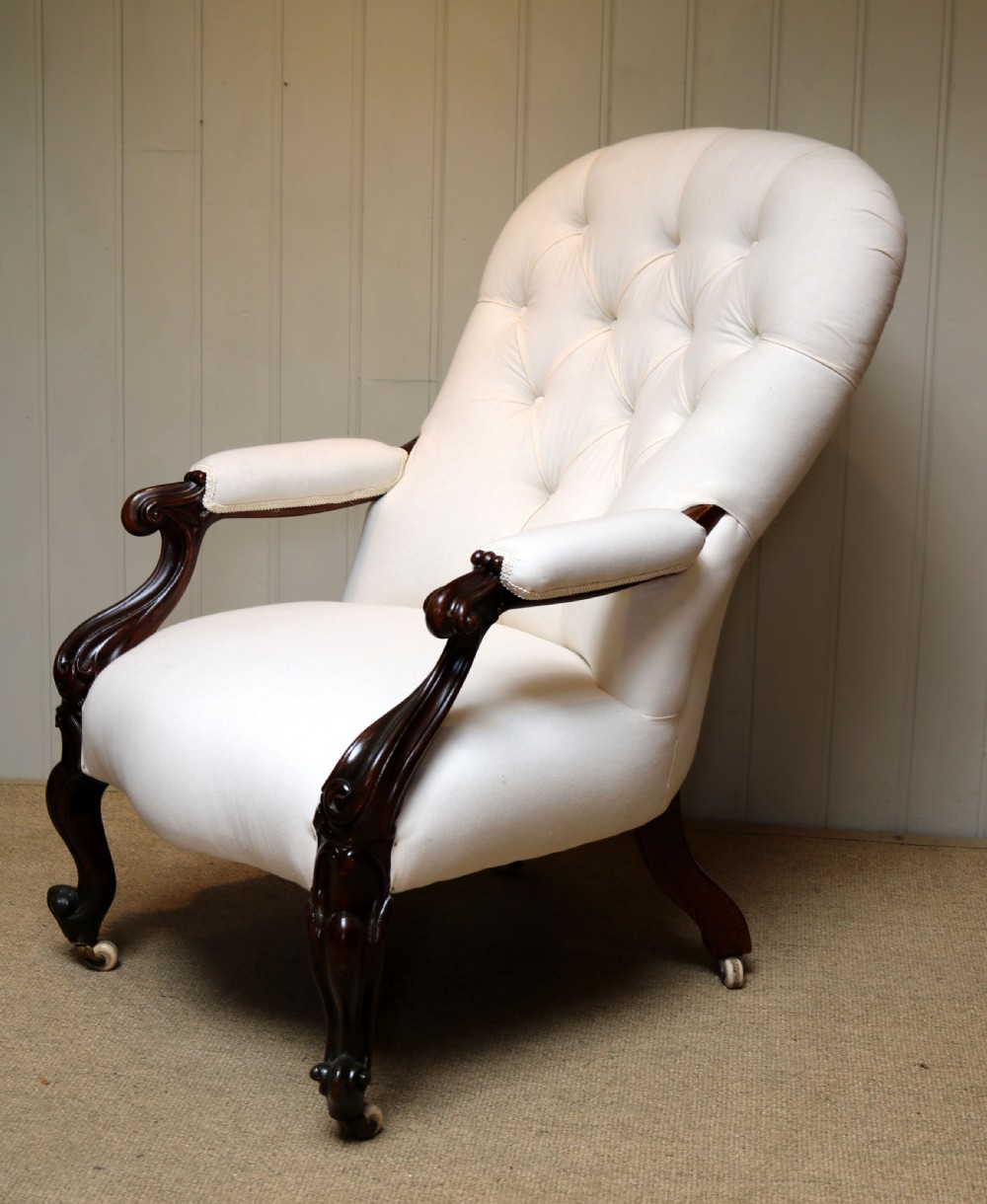 Victorian Rosewood Button Back Armchair View V