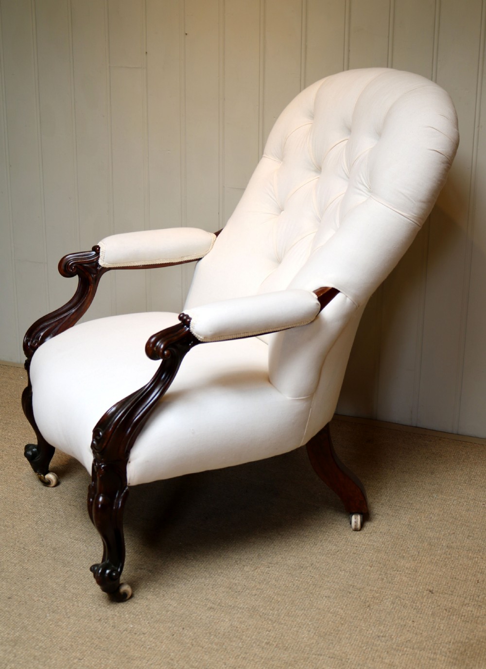 Victorian Rosewood Button Back Armchair View VII