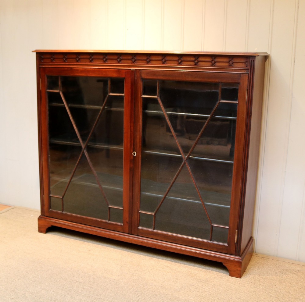 Edwardian Mahogany Glazed Bookcase View II
