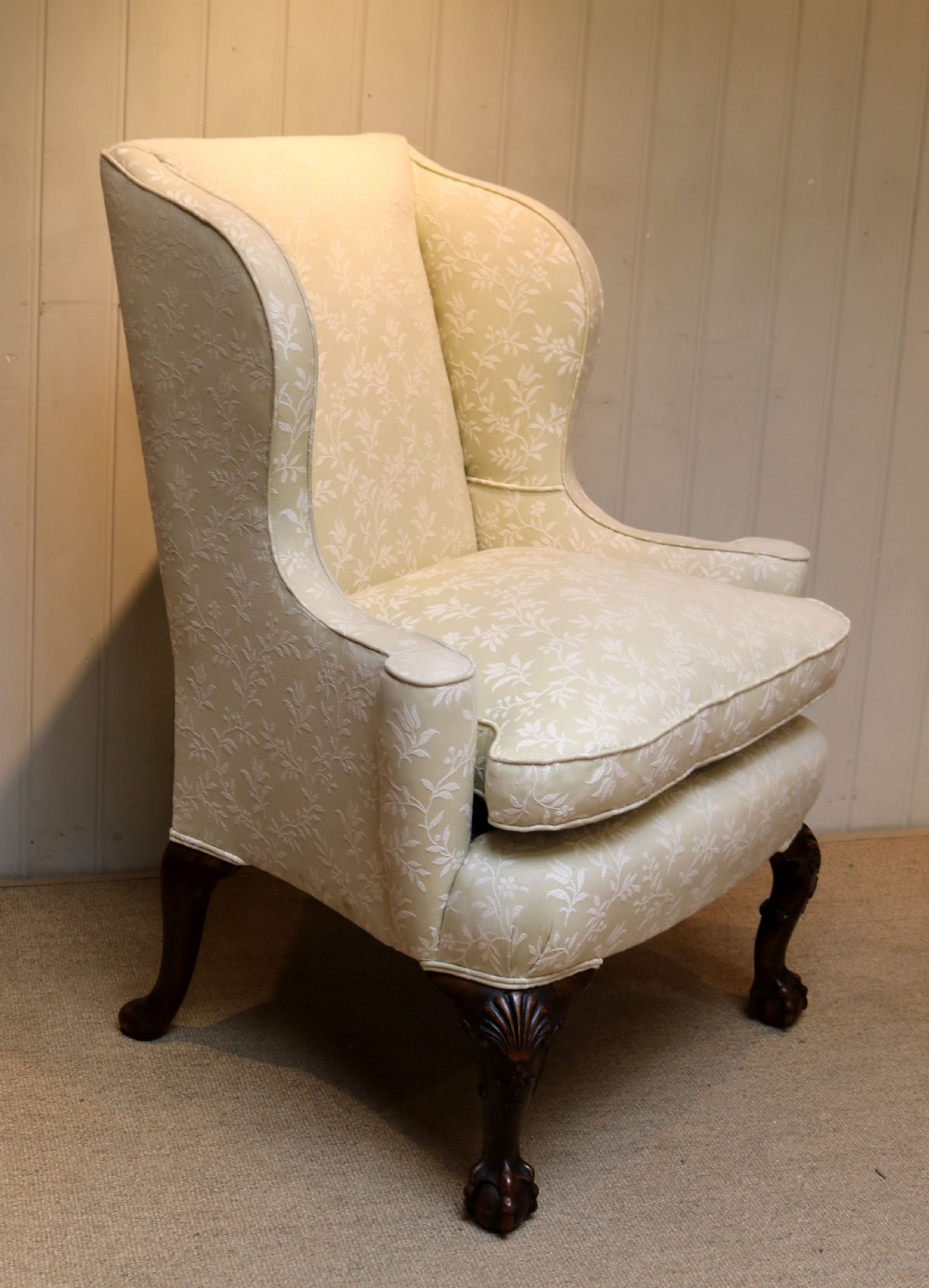 Mid Georgian Style Walnut Wing Armchair