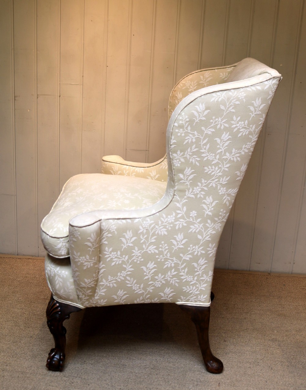 Mid Georgian Style Walnut Wing Armchair View VI
