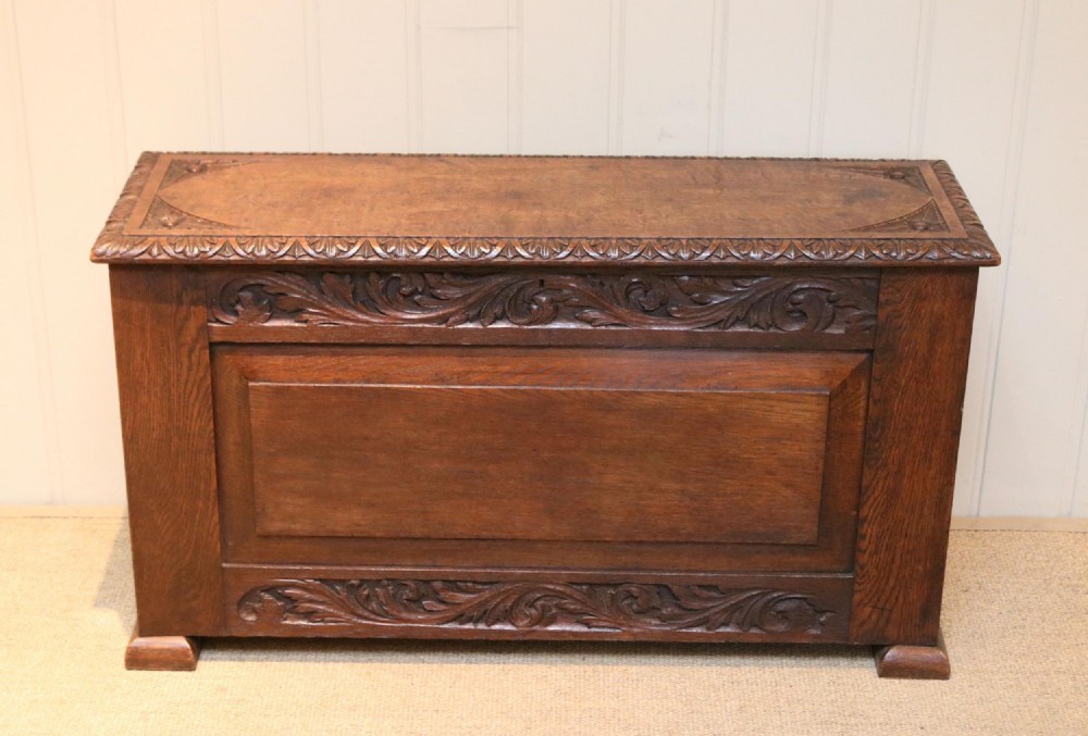 Solid Oak Carved Coffer