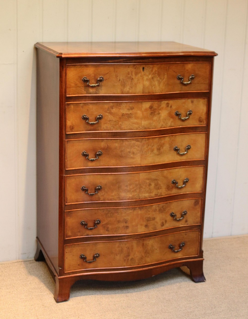 Walnut Serpentine Front Chest Of Drawers