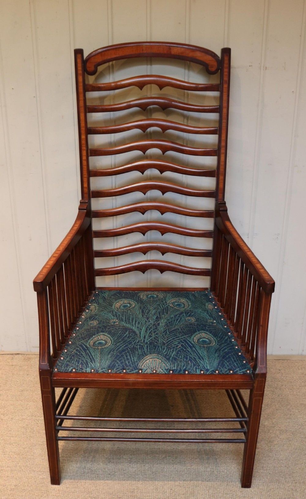 Arts And Crafts Mahogany Ladder Back Armchair