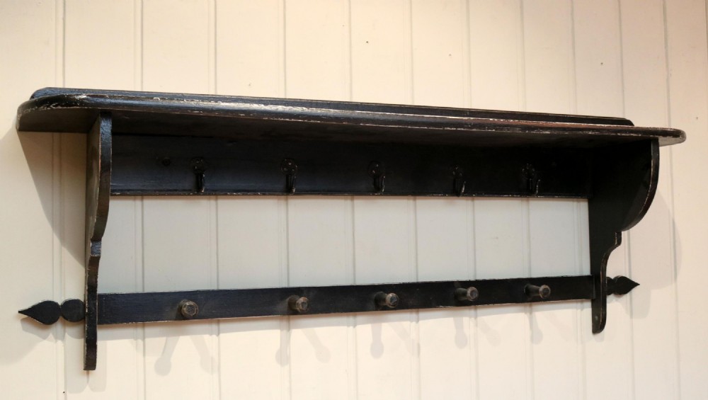 French Painted Wall Shelves With Coat Hooks