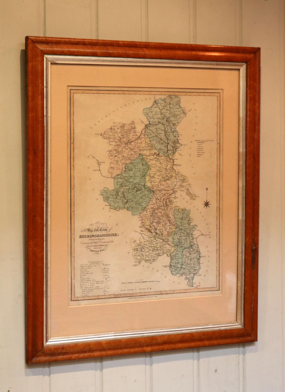 Buckinghamshire Map In A Maple Frame