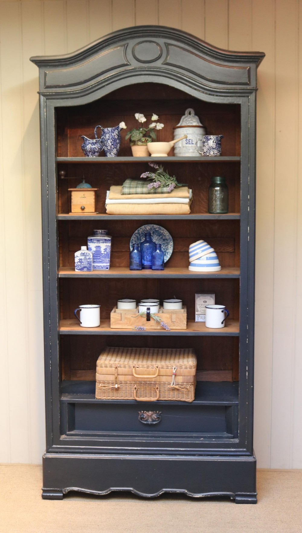 French Painted Open Armoire Cabinet