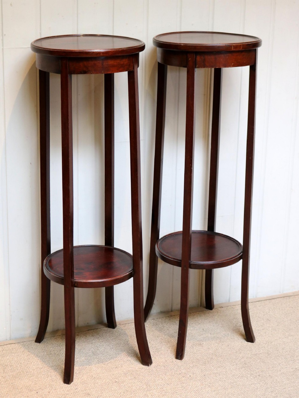 Pair Of Edwardian Mahogany Jardiniere Stands
