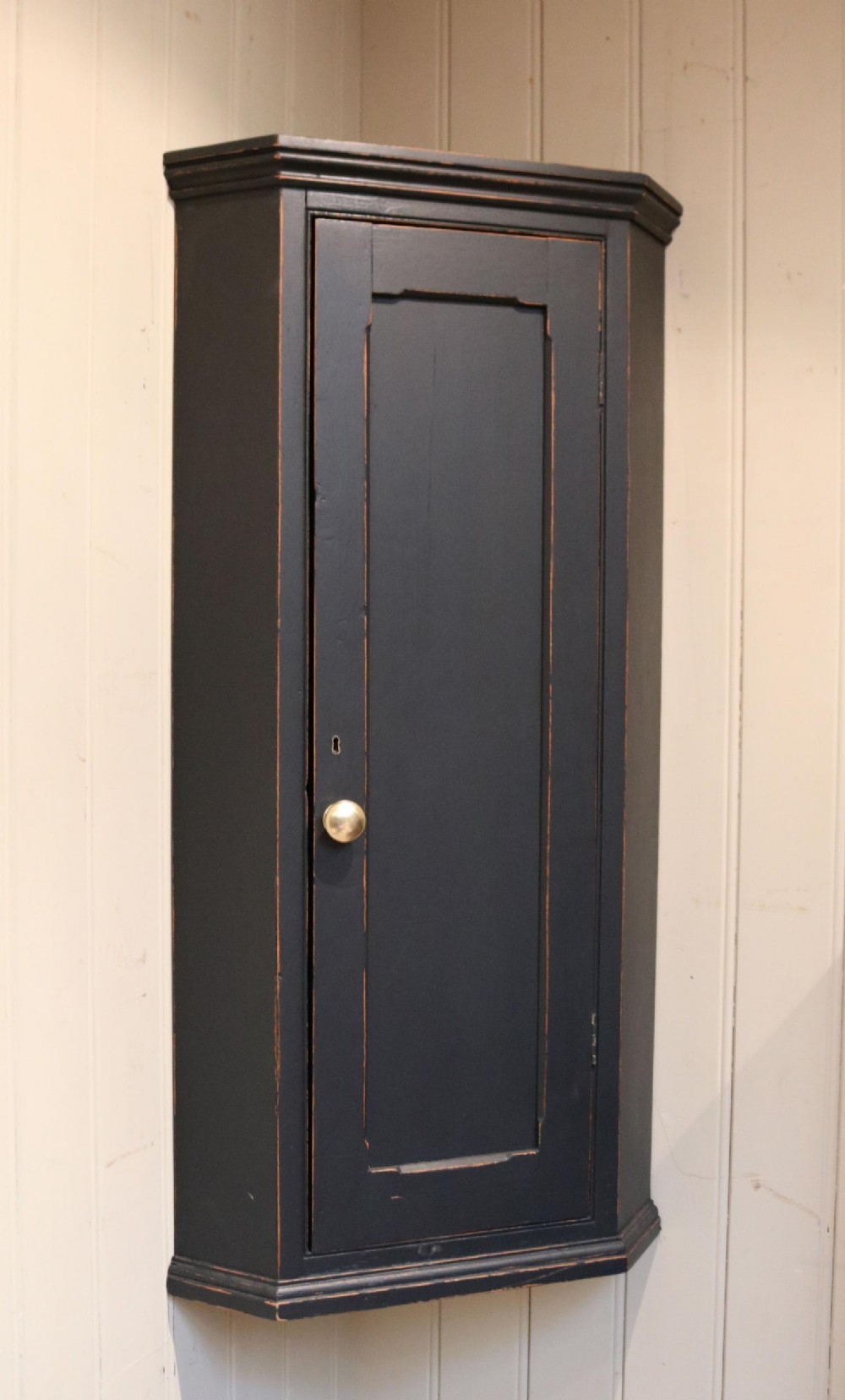 Painted Pine Corner Wall Cabinet