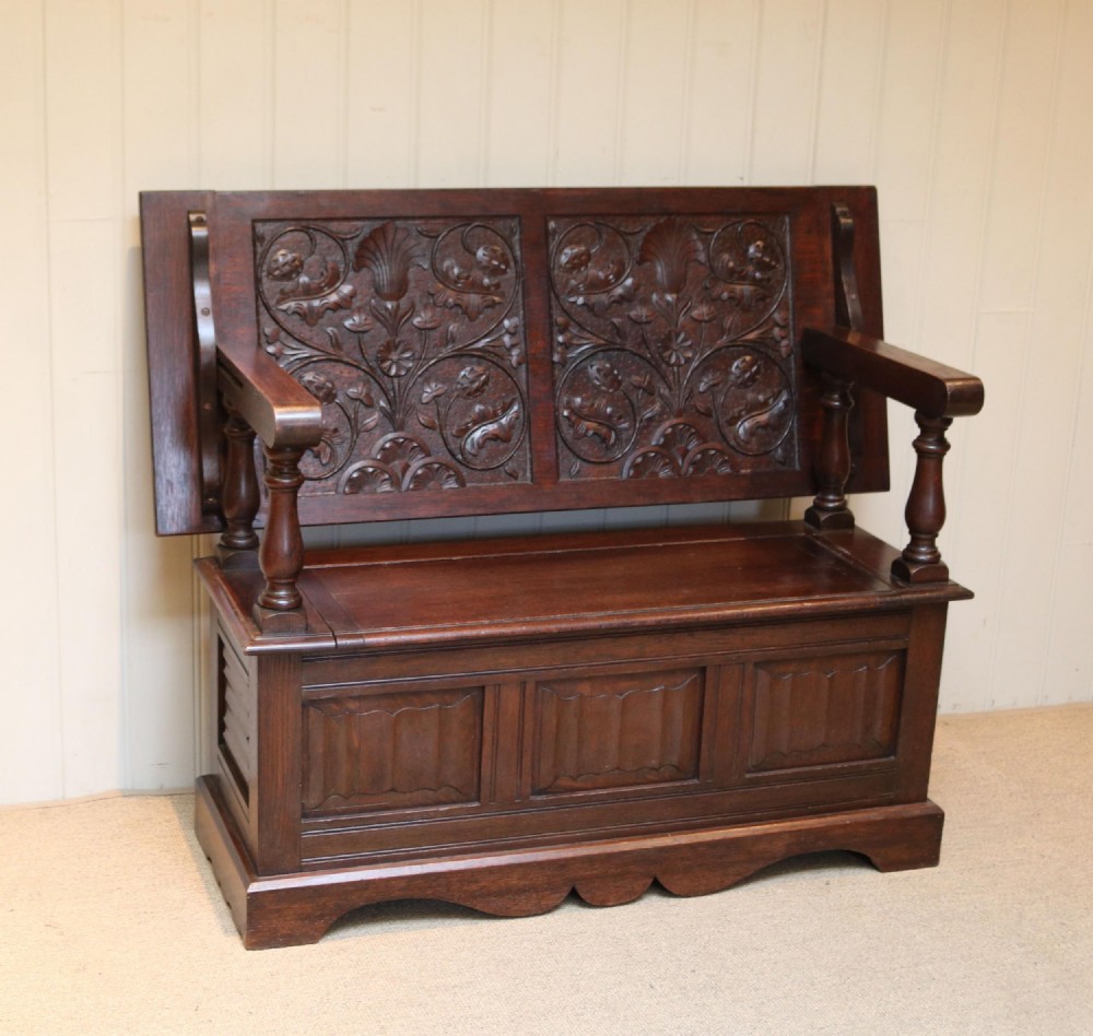 Late 19th Century Dark Oak Monks Bench