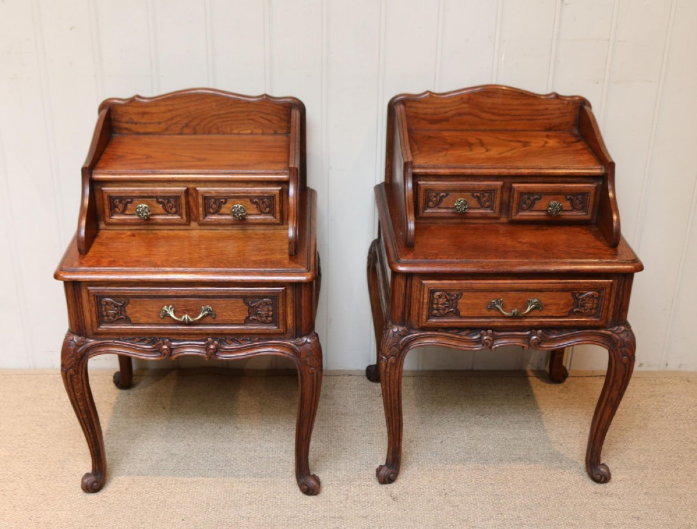 Pair Of French Solid Oak Bedside Cabinets