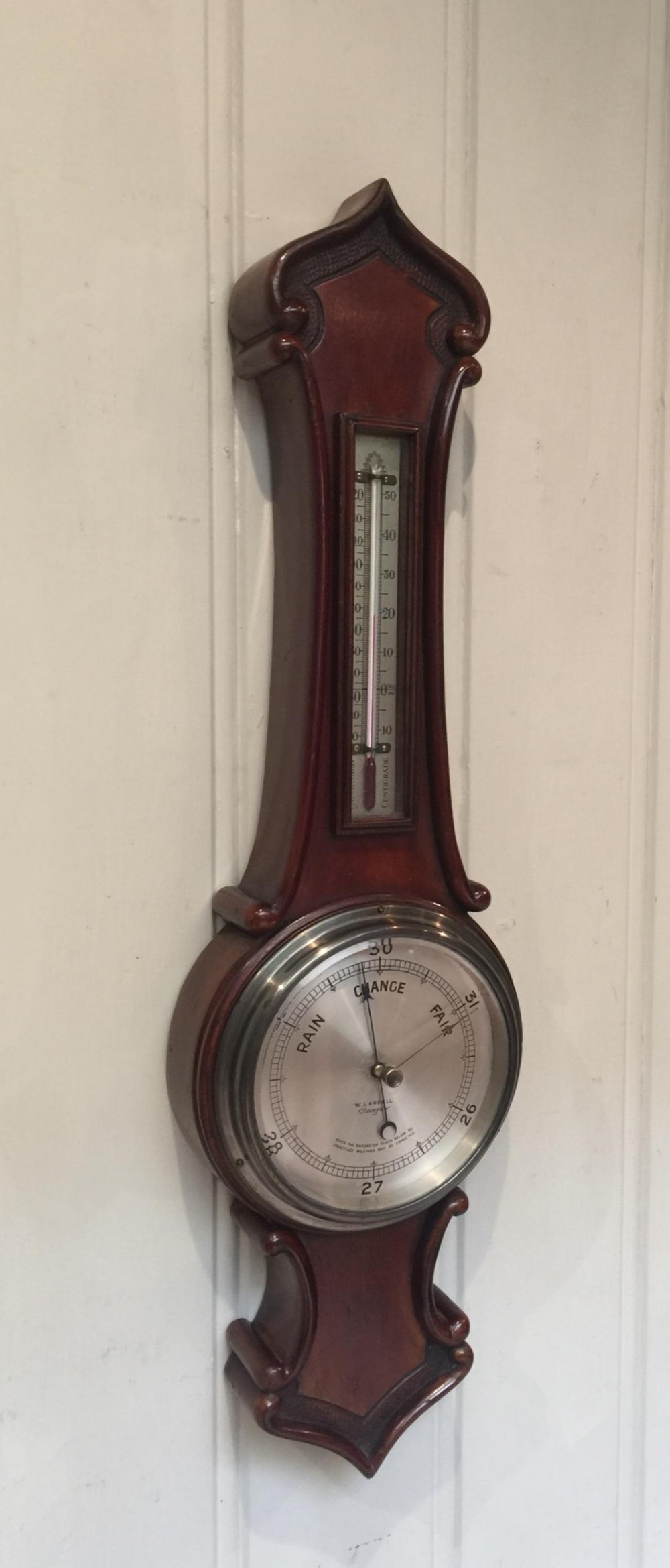 Mahogany Finish Aneroid Banjo Barometer 