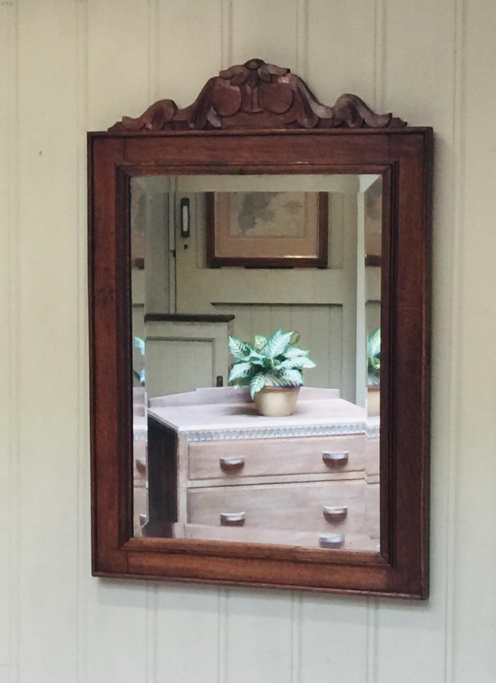 French Carved Oak Wall Mirror