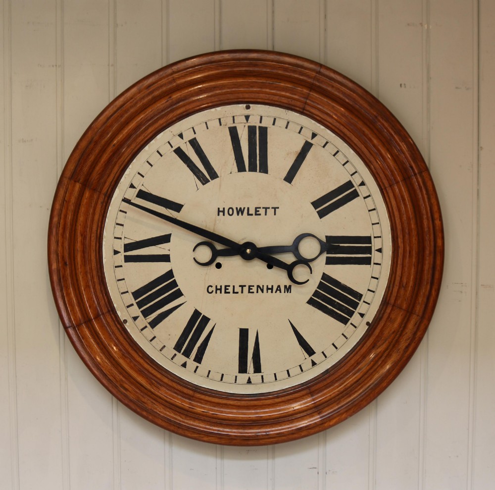 Rare 33 inch Industrial Oak Wall Clock
