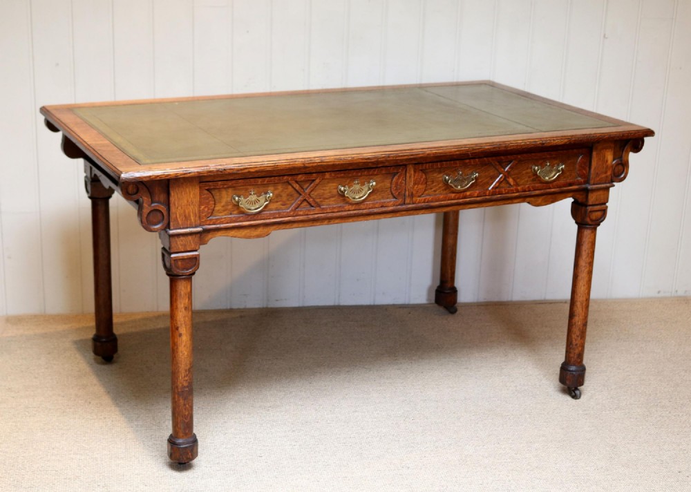 Gothic Revival Oak Writing Desk