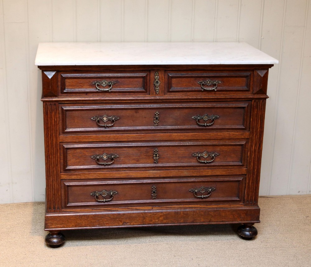 French Oak Marble Top Chest