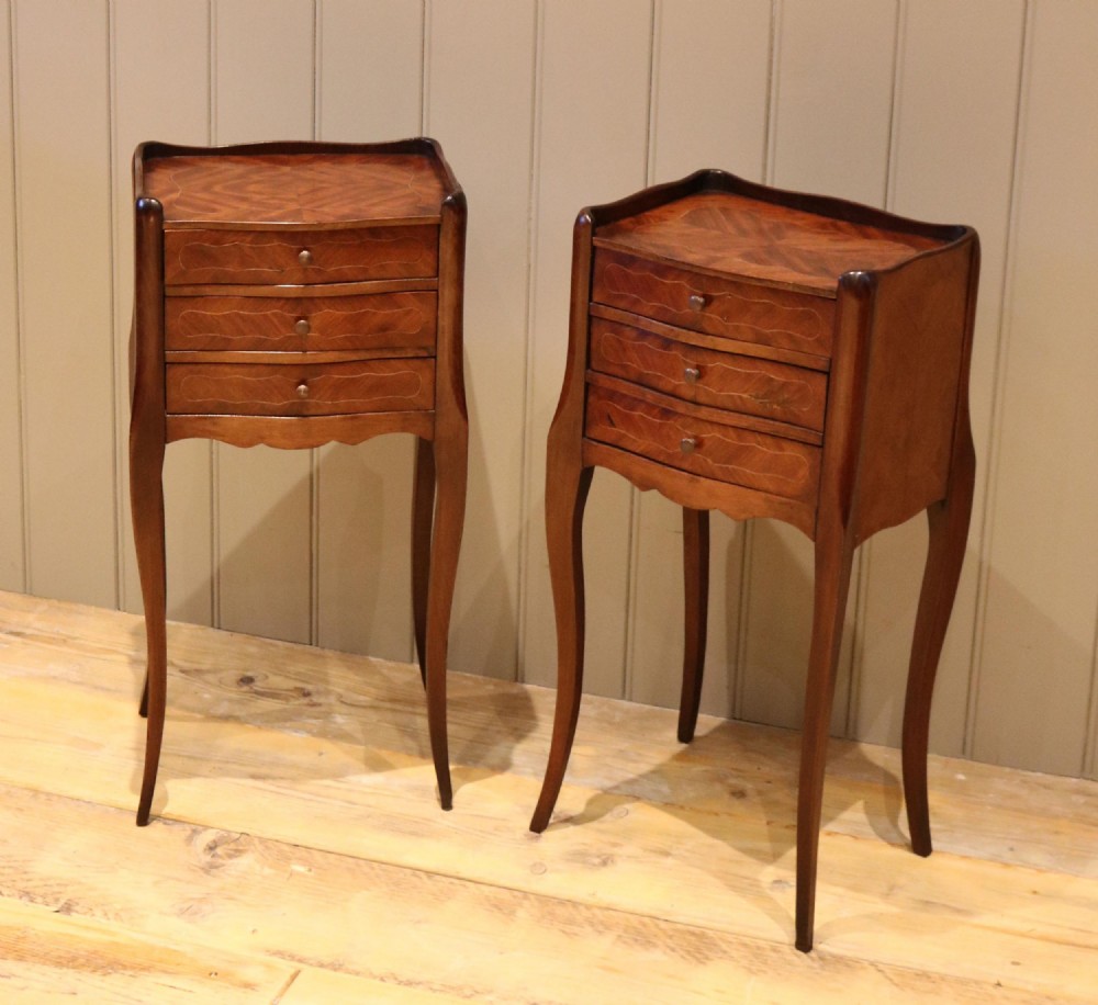 Pair Of Mahogany Inlaid Bedside Cabinets