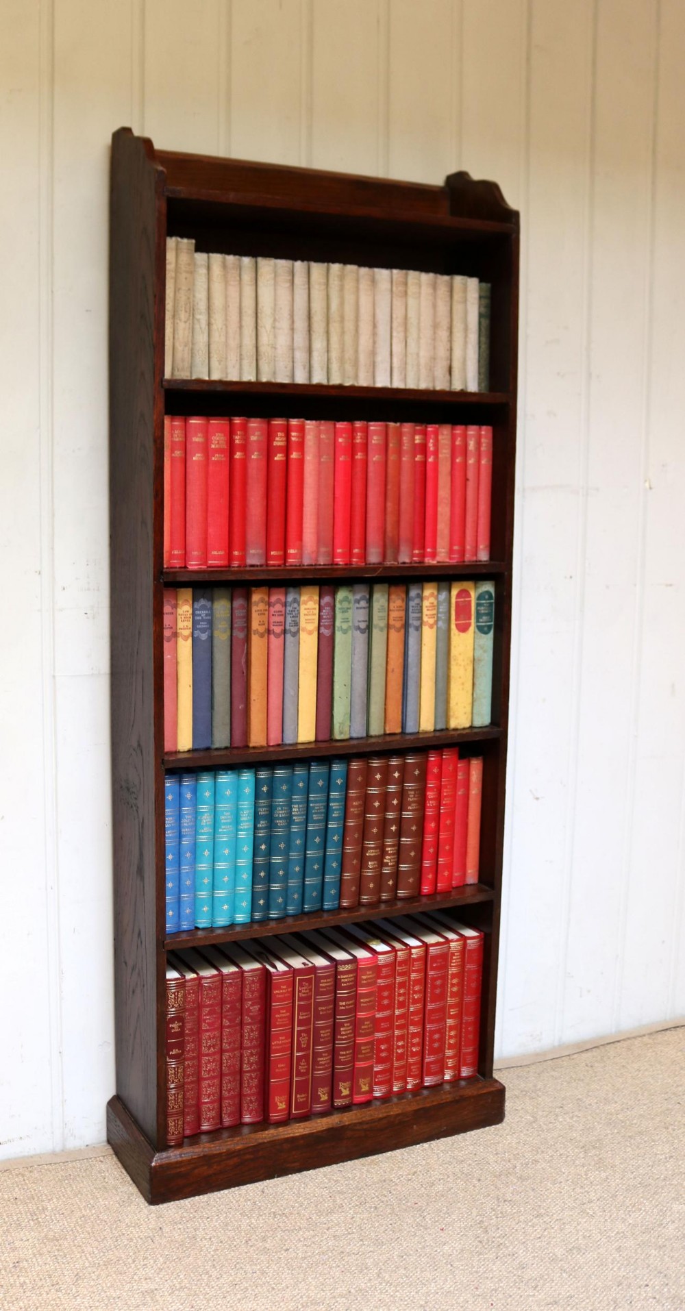 Tall Slim Open Oak Bookcase