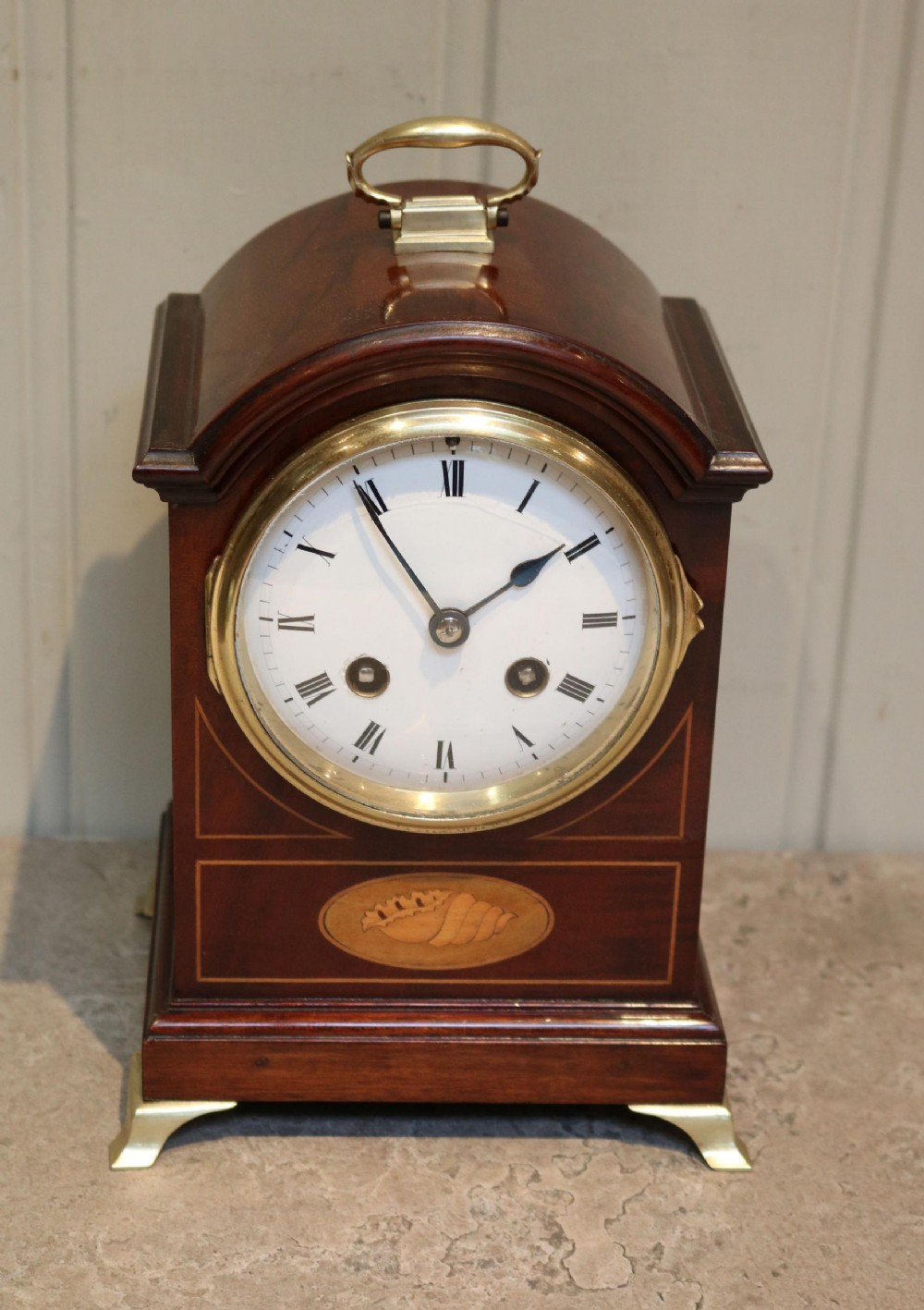 Small Mahogany & Inlay Mantel Clock