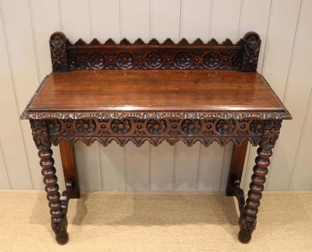 Carved Dark Oak Hall Table