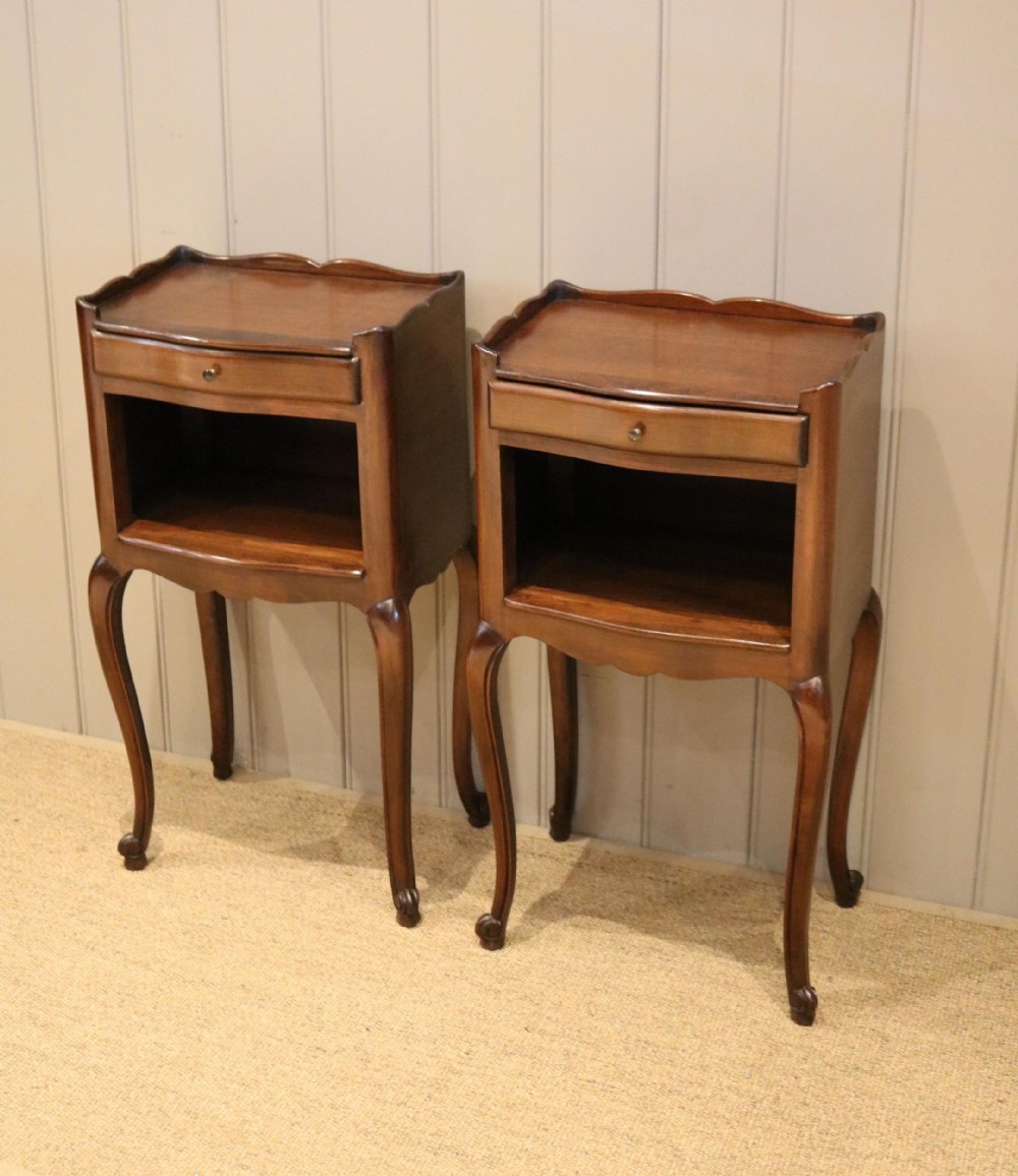 Pair Of French Cherry Wood Bedside Cabinets