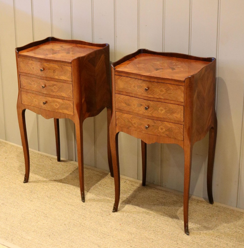 Pair Of Rosewood Inlaid Bedside Cabinets