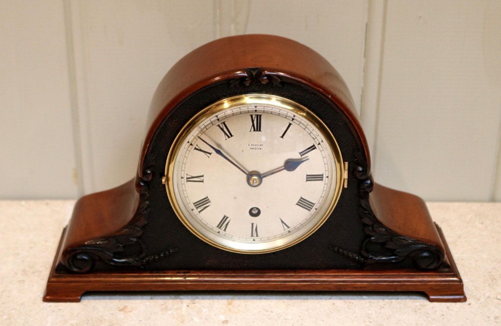 Solid Mahogany Napoleon Hat Mantel Clock