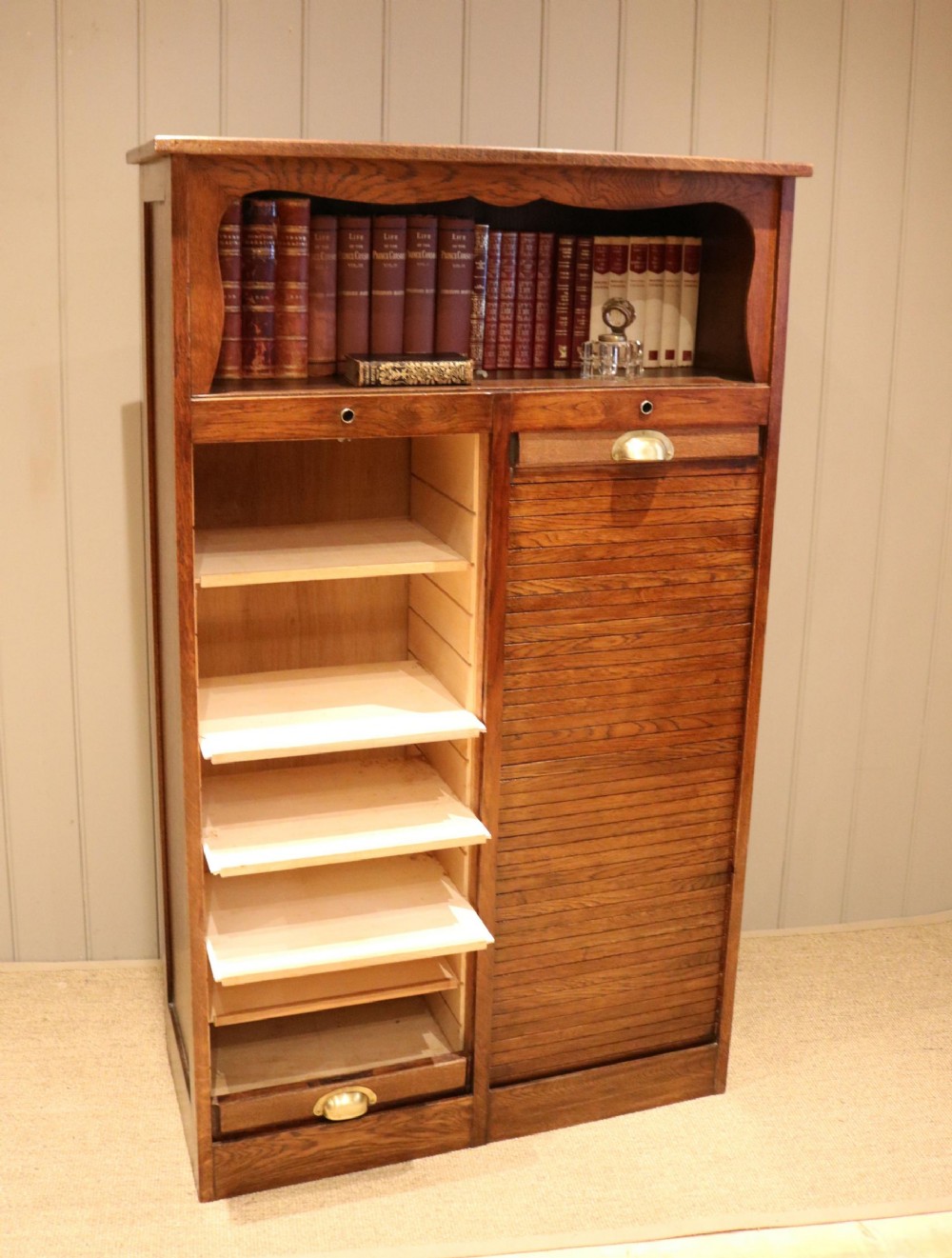French Double Tambour Front Filing Cabinet
