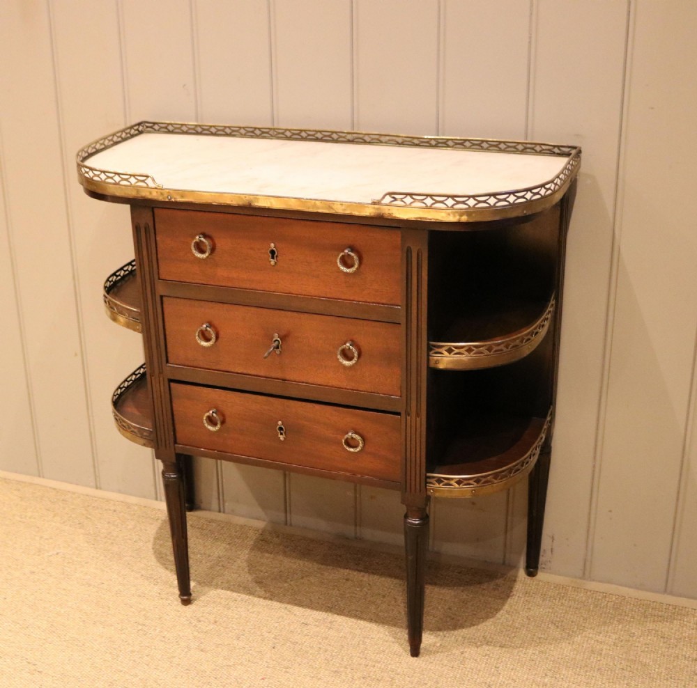 French Mahogany Marble Top Side Cabinet