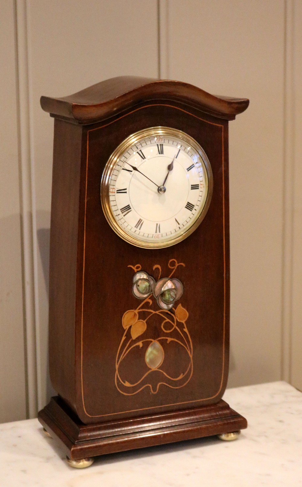 Art Nouveau Mahogany Mantel Clock