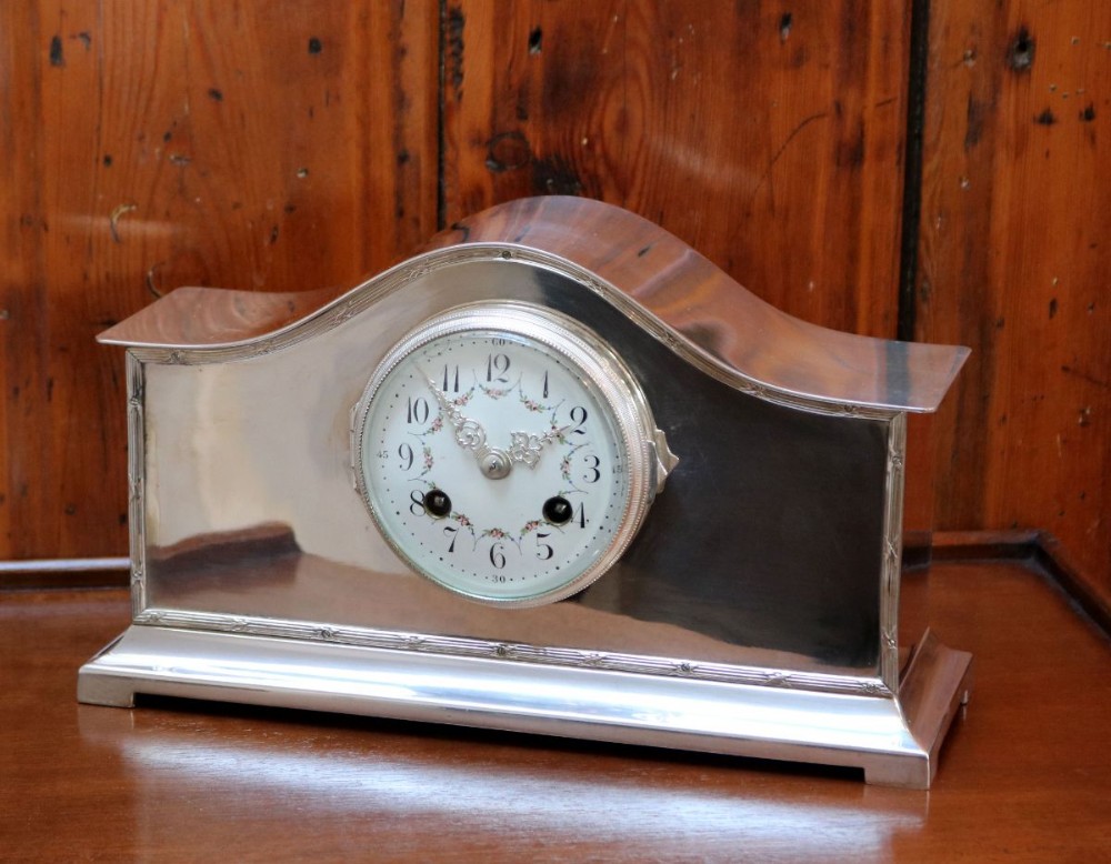 Edwardian Silver Plated Arch Top Mantel Clock