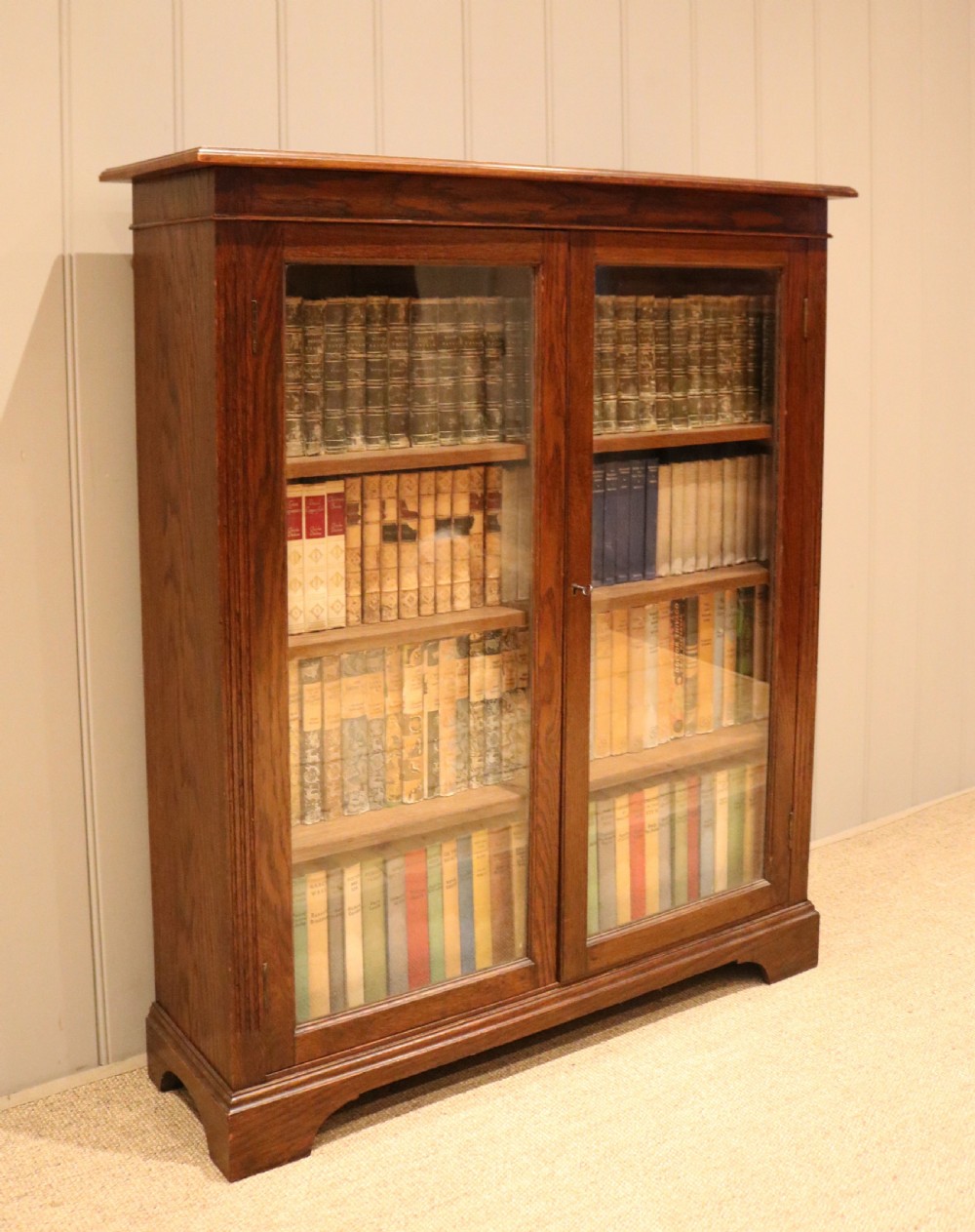 Edwardian Oak Glazed Bookcase