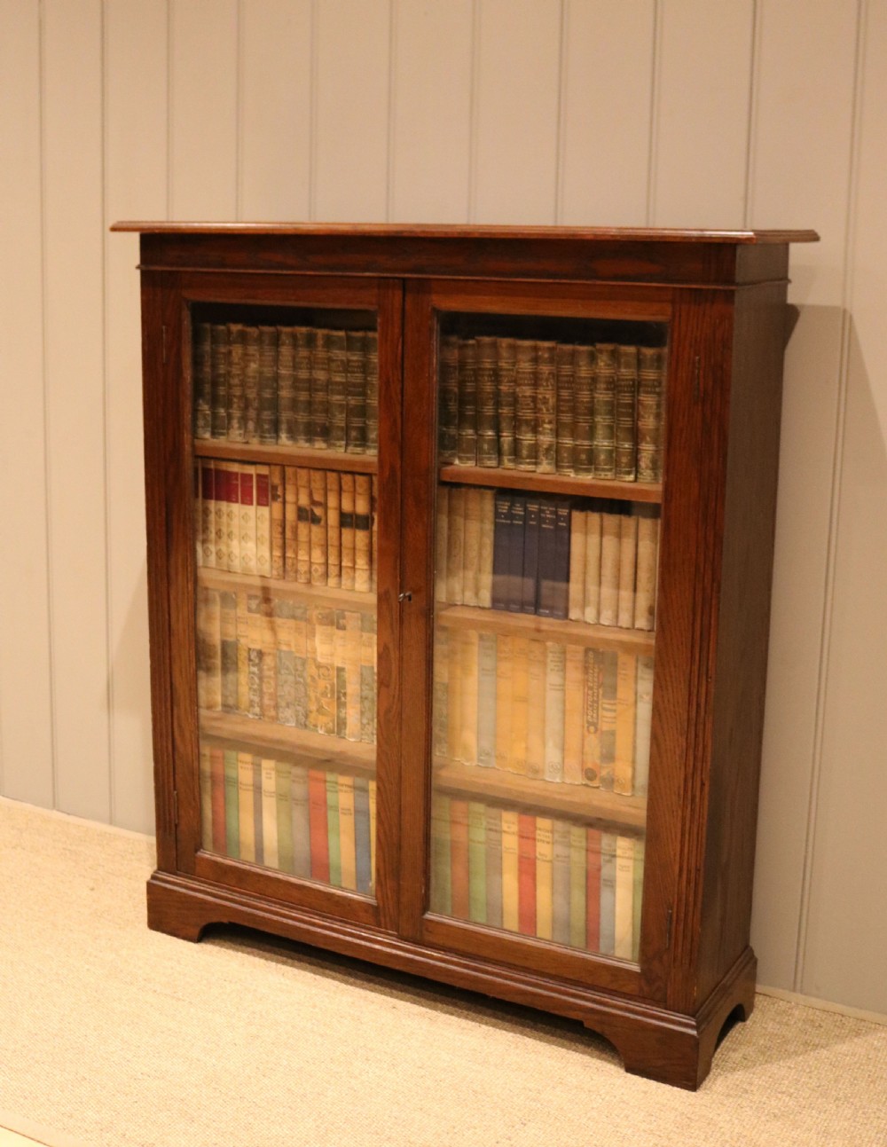 Edwardian Oak Glazed Bookcase View III