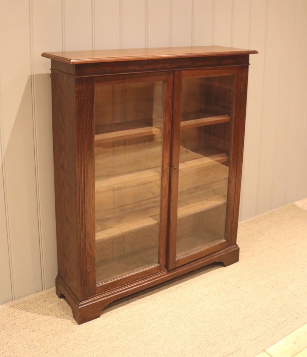 Edwardian Oak Glazed Bookcase View IV