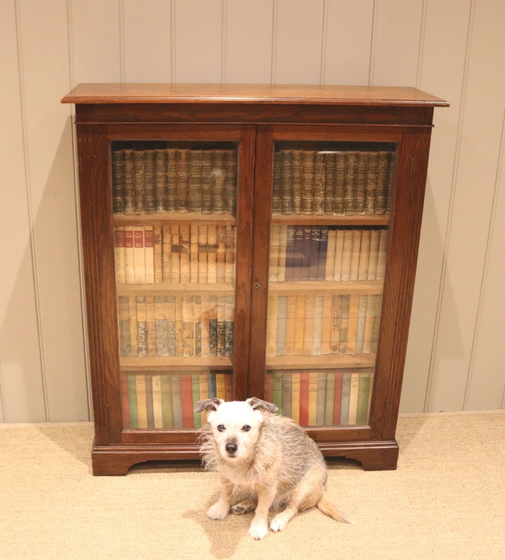 Edwardian Oak Glazed Bookcase View V