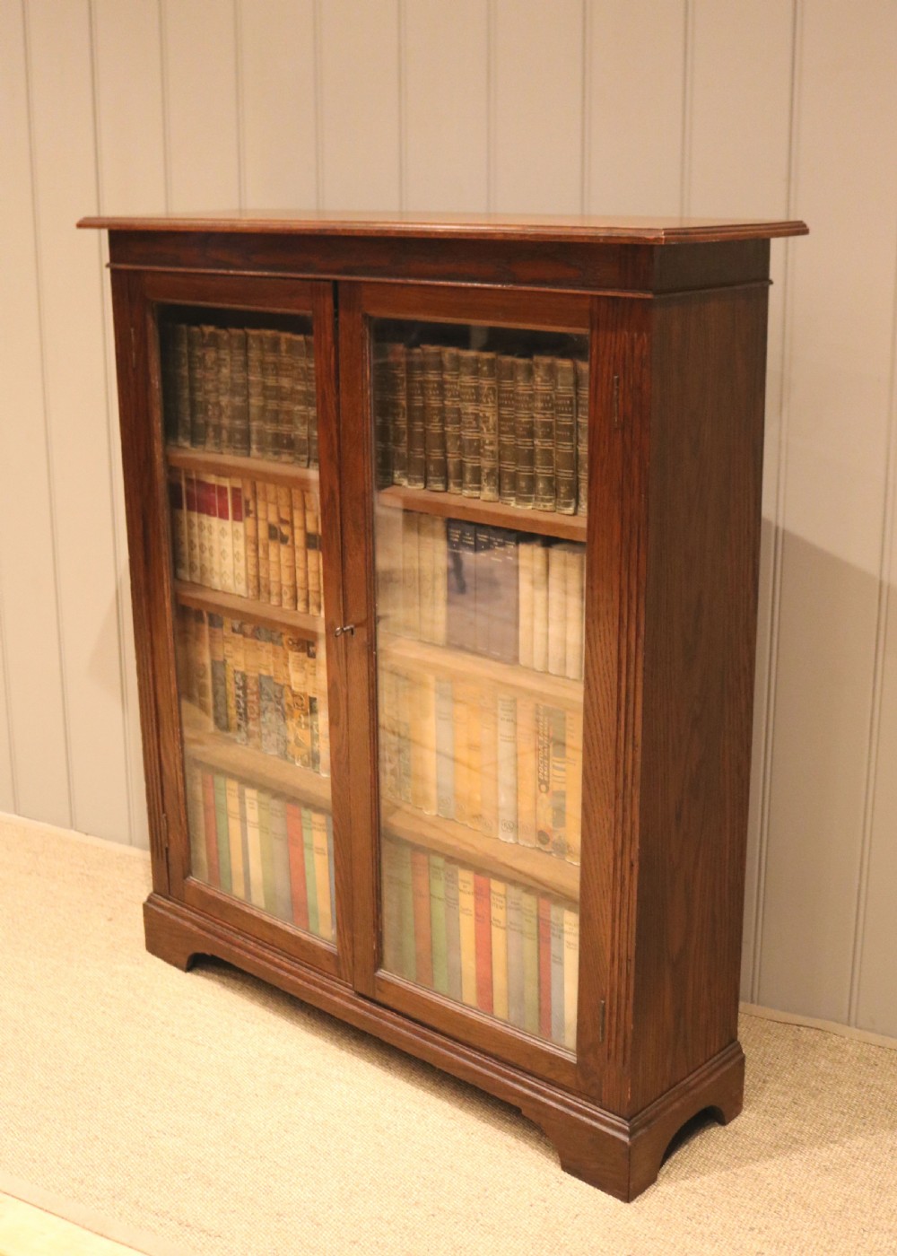 Edwardian Oak Glazed Bookcase View VIII