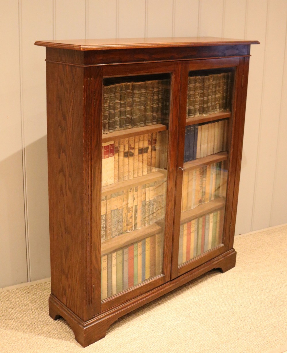 Edwardian Oak Glazed Bookcase View IX