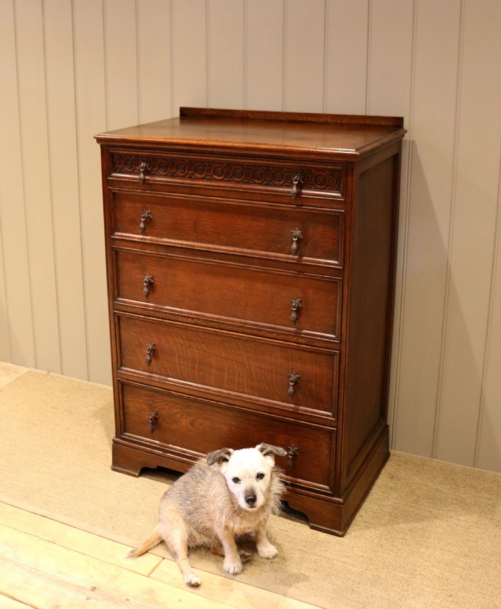 Tall Solid Oak Chest Of Drawers View V