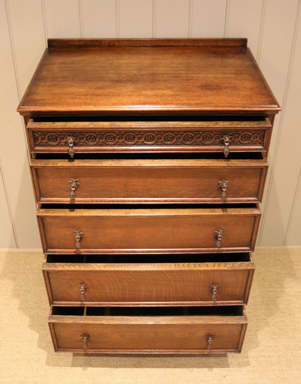 Tall Solid Oak Chest Of Drawers View VI